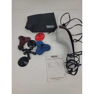 Wahl Full Body Therapeutic Massager 4295A Heat Handheld 6 Attachments Burgundy